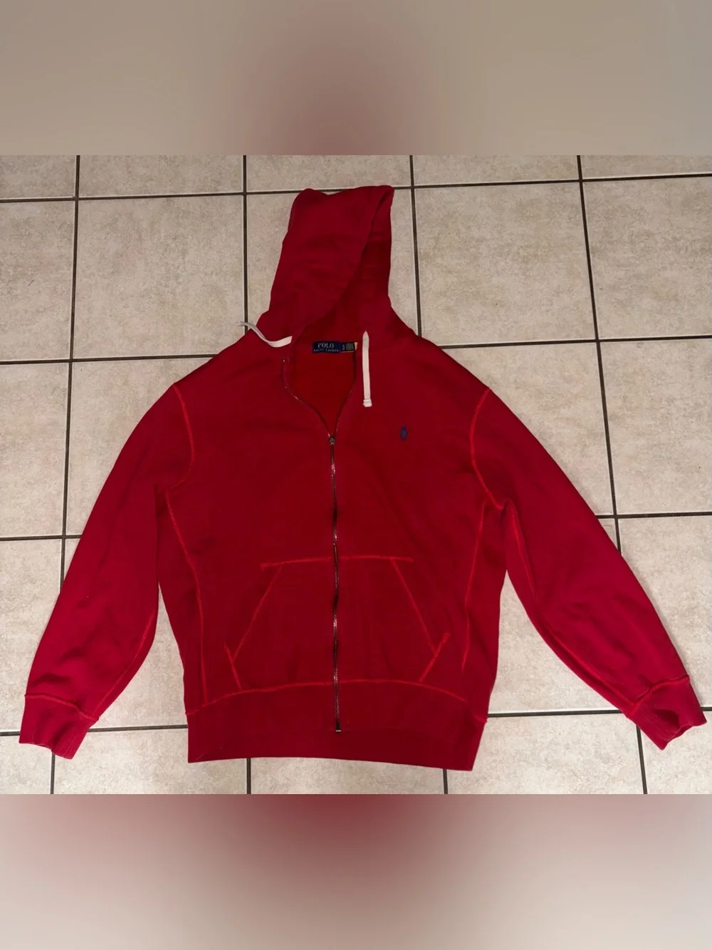 Polo Ralph Lauren Red Zip-Up Hoodie XL - Picture 1 of 6